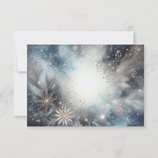 Celestial Winter Midnight Sparkle Wedding RSVP Karte (Rückseite)