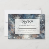 Celestial Winter Midnight Sparkle Wedding RSVP Karte (Vorderseite)