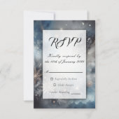Celestial Winter Midnight Sparkle Wedding RSVP Karte (Vorderseite)