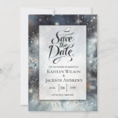 Celestial Winter Midnight Sparkle Wedding Save The Date (Vorderseite)
