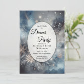 Celestial Winter Mitternacht Sparkle Dinner Party Einladung (Stehend Vorderseite)