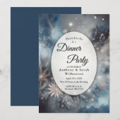 Celestial Winter Mitternacht Sparkle Dinner Party Einladung (Vorne/Hinten)