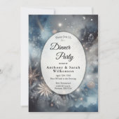 Celestial Winter Mitternacht Sparkle Dinner Party Einladung (Vorderseite)