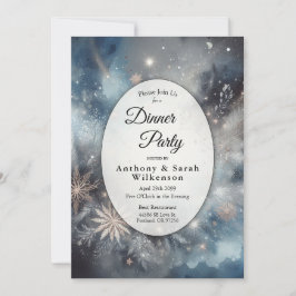 Celestial Winter Mitternacht Sparkle Dinner Party Einladung