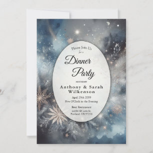Celestial Winter Mitternacht Sparkle Dinner Party Einladung