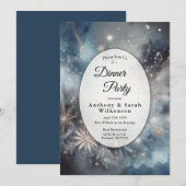 Celestial Winter Mitternacht Sparkle Dinner Party Einladung (Vorne/Hinten)