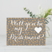 Celestial wirst du meine Bridesmaid White Script Einladung (Stehend Vorderseite)