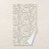 Celestial Witchy Eye Landscape Arch Line in Schwar Badhandtuch Set (Handtuch)