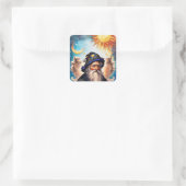 Celestial Wizard Sun and Moon Quadratischer Aufkleber (Tasche)