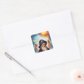 Celestial Wizard Sun and Moon Quadratischer Aufkleber (Umschlag)