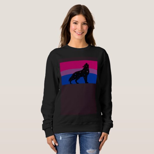 Celestial Wolf Bisexual Pride Flag Tribal Galaxy A Sweatshirt (Vorne ganz)