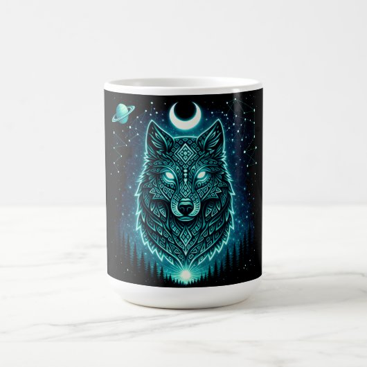 Celestial Wolf – Cosmic Howl Wildlife Galaxy Kaffeetasse (Mittel)