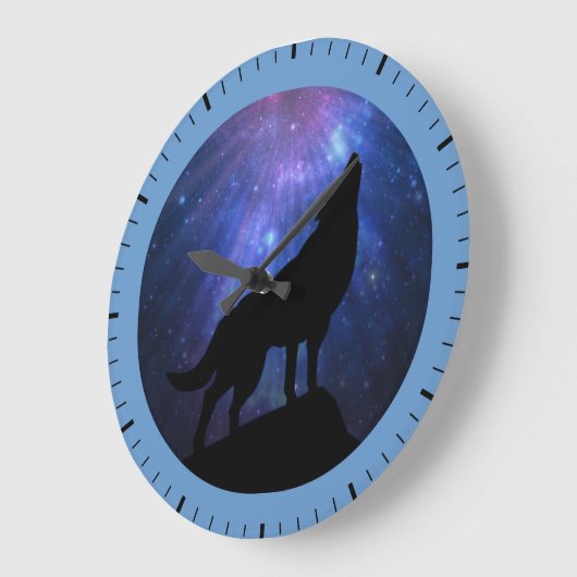 Celestial Wolf Große Wanduhr (Winkel)