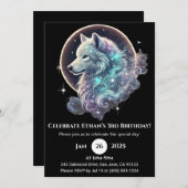 Celestial Wolf Moon Birthday Einladung (Vorne/Hinten)