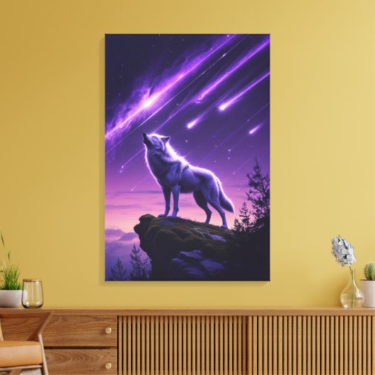 Celestial Wolf - Mystic Howl Canvas Print Leinwanddruck (Insitu (Wohnzimmer))