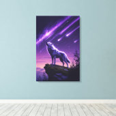 Celestial Wolf - Mystic Howl Canvas Print Leinwanddruck (Insitu (Holzboden))