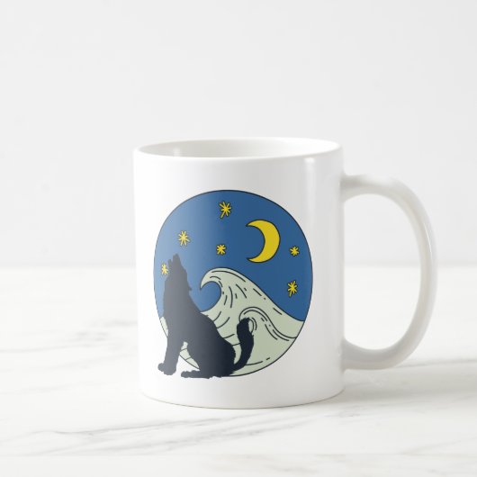 Celestial Wolf Mystical Art Einladung Kaffeetasse (Rechts)