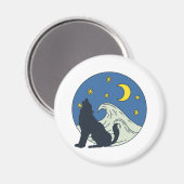 Celestial Wolf Mystical Art Magnet (Vorderseite/Rückseite)