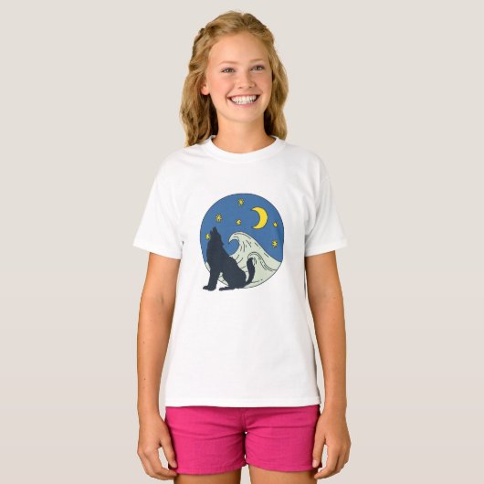 Celestial Wolf Mystical Art T-Shirt (Vorne ganz)