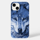 Celestial Wolf Niedlich Blue Girly Personalisiert Case-Mate iPhone Hülle (Rückseite)