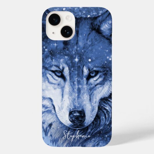 Celestial Wolf Niedlich Blue Girly Personalisiert Case-Mate iPhone Hülle (Rückseite)