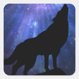 Celestial Wolf Quadratischer Aufkleber