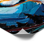 Celestial Wolf Under Painted Moon – Abstract  Poster (Ecke)