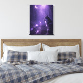 Celestial Wolf Under Purple Moon Canvas Art Leinwanddruck (Insitu (Schlafzimmer))
