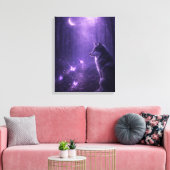 Celestial Wolf Under Purple Moon Canvas Art Leinwanddruck (Insitu (Wohnzimmer))