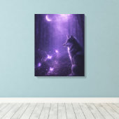 Celestial Wolf Under Purple Moon Canvas Art Leinwanddruck (Insitu (Holzboden))