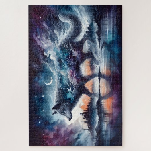Celestial Wolf Walking Through the Stars Puzzle (Vertikal)