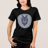 Celestial Wolf with Sacred Geometry Tri-Blend Shirt (Vorderseite)