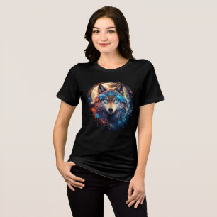 Celestial Wolf with Sacred Geometry Tri-Blend Shirt