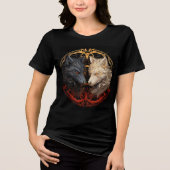 Celestial Wolves – Gold & Fire Spirit Design Tri-Blend Shirt (Vorderseite)