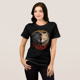 Celestial Wolves – Gold & Fire Spirit Design Tri-Blend Shirt