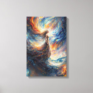 Celestial Woman Fiery Cosmos Art Leinwanddruck