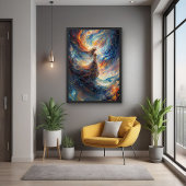 Celestial Woman Fiery Cosmos Art Poster