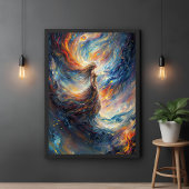 Celestial Woman Fiery Cosmos Art Poster