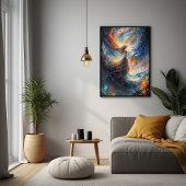 Celestial Woman Fiery Cosmos Art Poster