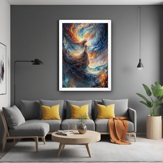 Celestial Woman Fiery Cosmos Art Poster