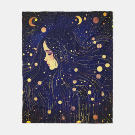 Celestial Woman Goddess Moon Stars Sky Fleecedecke