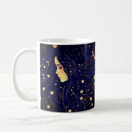 Celestial Woman Goddess Moon Stars Sky Kaffeetasse (Links)