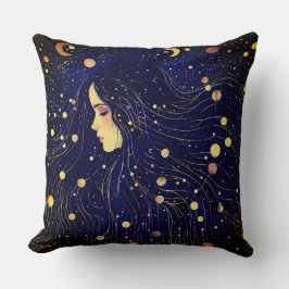Celestial Woman Goddess Moon Stars Sky Kissen