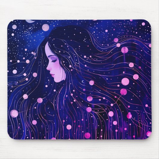 Celestial Woman Goddess Moon Stars Sky Mousepad (Vorne)