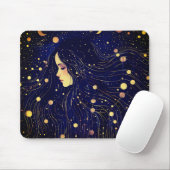 Celestial Woman Goddess Moon Stars Sky Mousepad (Mit Mouse)