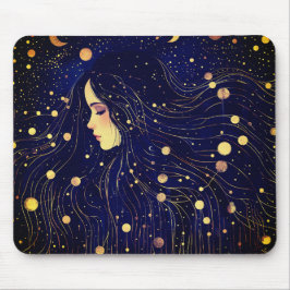 Celestial Woman Goddess Moon Stars Sky Mousepad