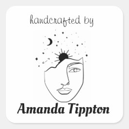 Celestial Woman Line Art handgefertigt von Quadratischer Aufkleber