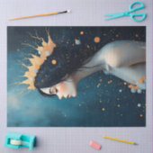 Celestial Woman Portrait Gold Crown Surreal  Seidenpapier (Basteln)