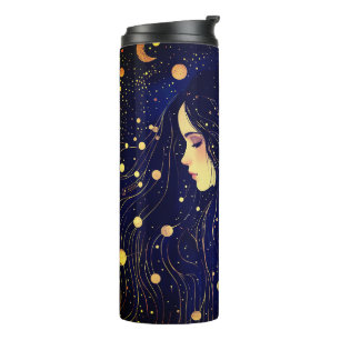 Celestial Woman Sky Goddess Moon Stars Thermosbecher