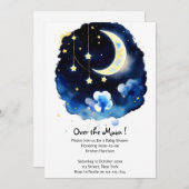 Celestial Wonders: Mond and Stars Boy Baby Shower Einladung (Vorne/Hinten)